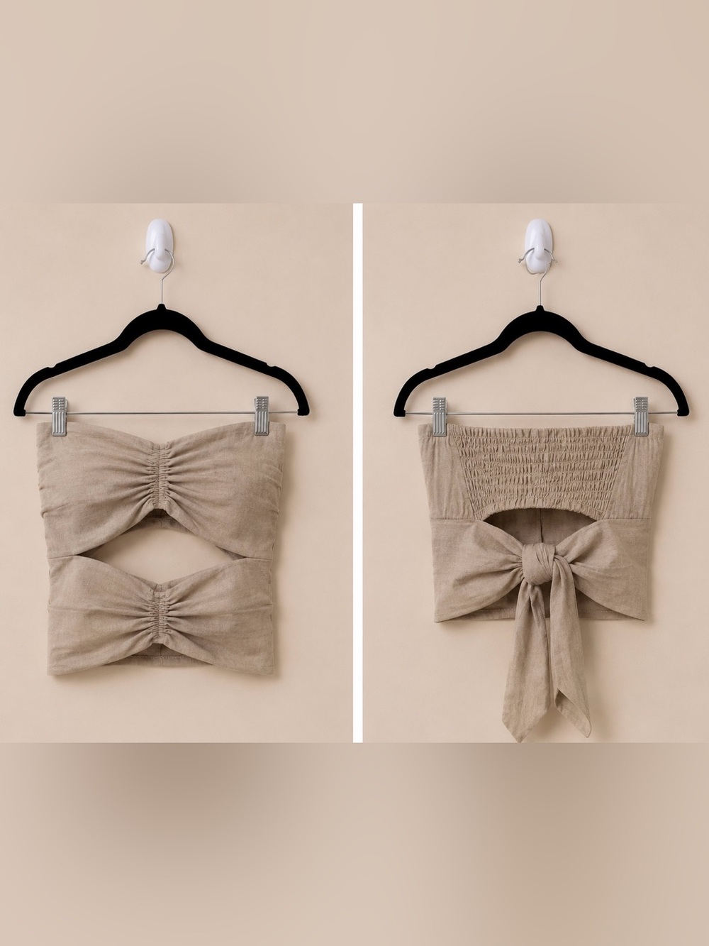 Boutique Sky to Moon Beige Smocked Strapless Tube Top Size Small